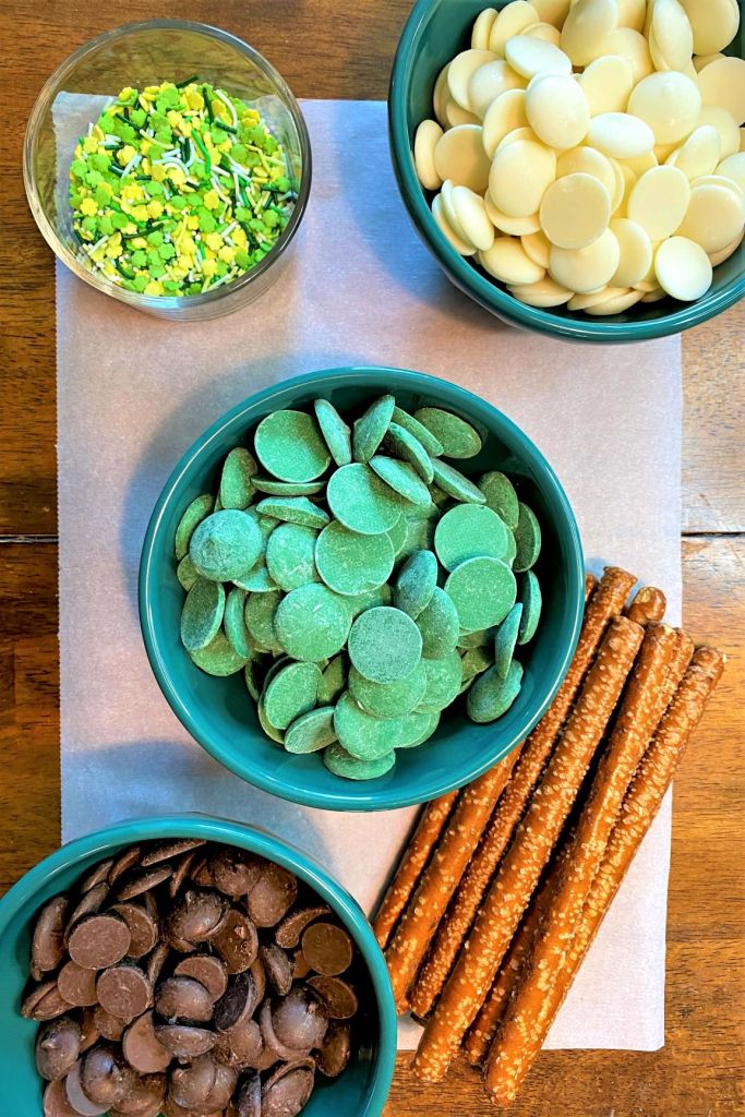 Chocolate Dipped Pretzels St. Patrick's Day
